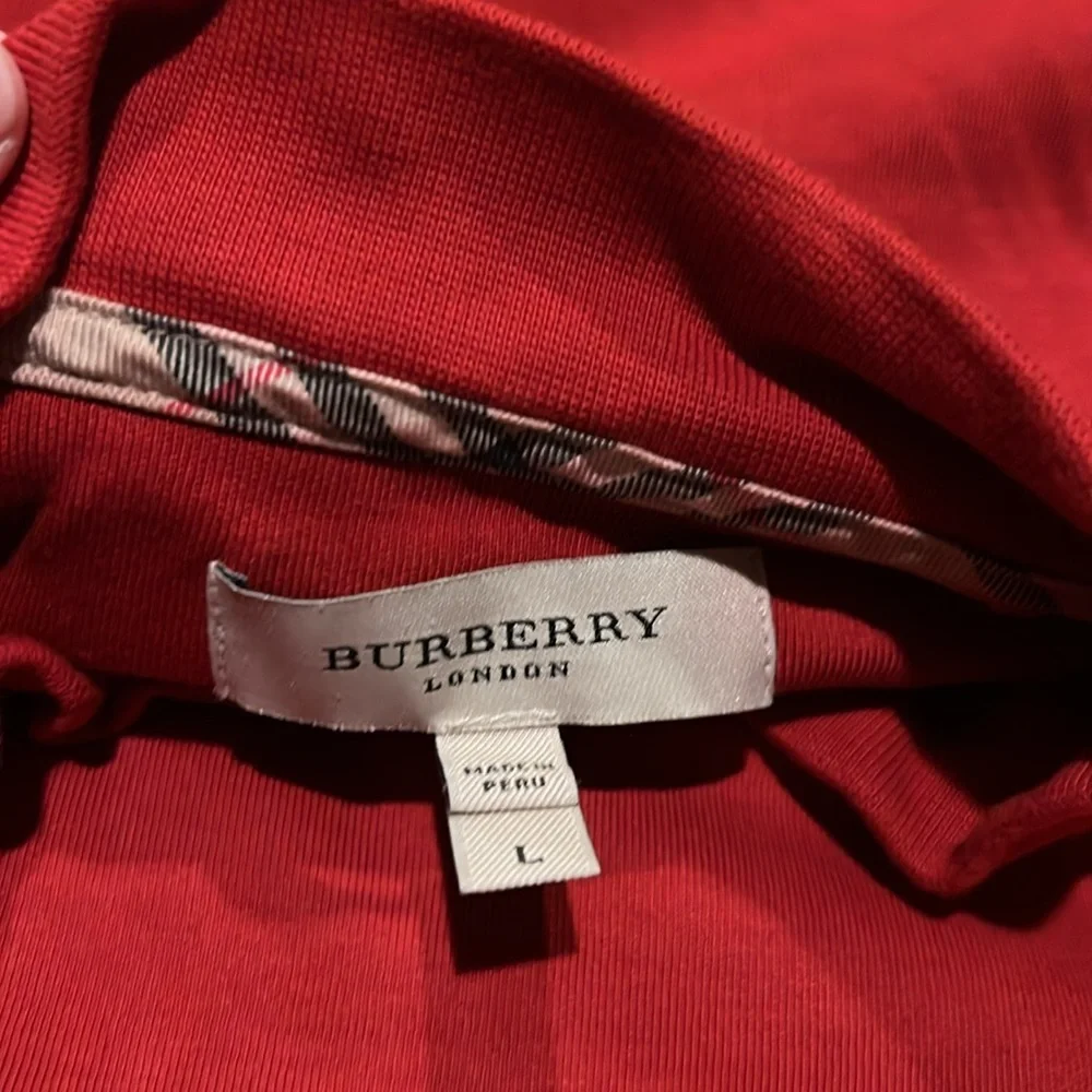 Burberry London Men's Dark Red 1/4 zip sweatshirt Large - Picture 2 of 10